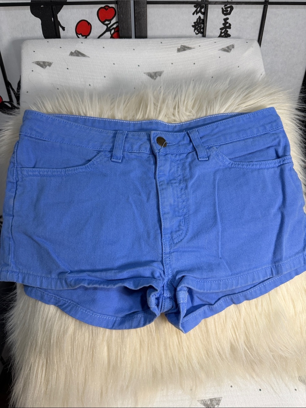 American Apparel Periwinkle Blue High-Rise Jean Shorts